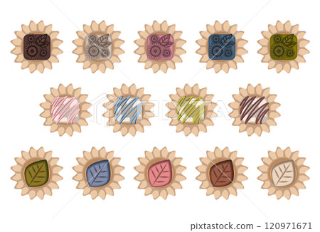 各種設計的經典西式甜點套裝 120971671