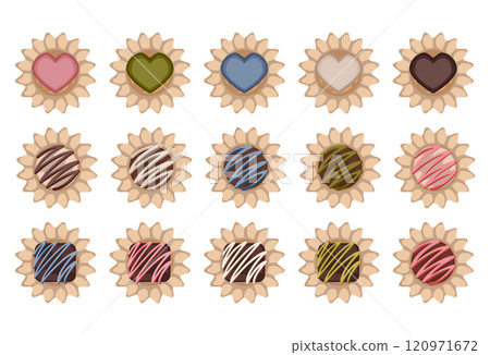 各種設計的經典西式甜點套裝 120971672