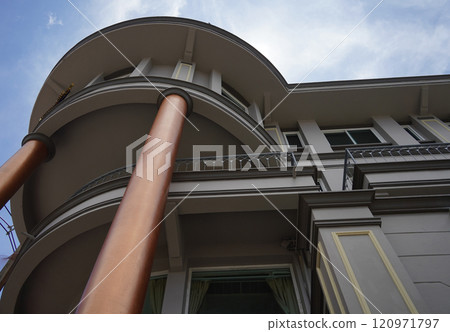 Detailed view of windows, doors and balconies of city buildings Detailed view of windows, doors and balconies of city buildings 120971797
