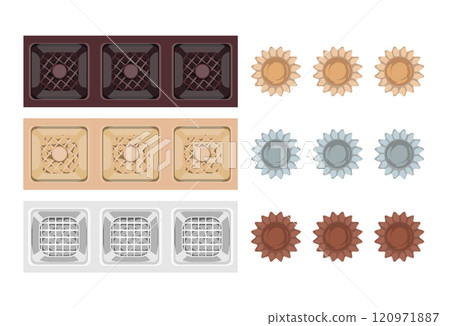 Illustration of chocolate wrapper and container 120971887