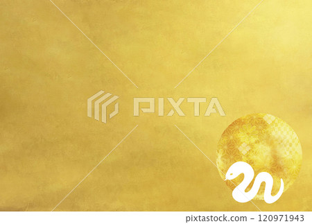 2025年生肖蛇月亮金色新年賀卡背景素材 120971943