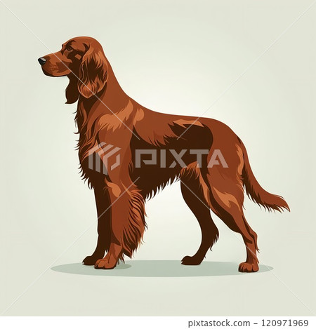 愛爾蘭賽特犬側身看的插圖 120971969