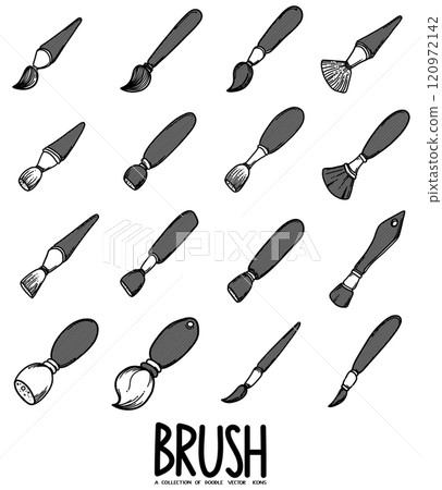 Paint Brush Doodle vector icon set. Drawing sketch illustration hand drawn line eps10 Paint Brush Doodle vector icon set. Drawing sketch illustration hand drawn line eps10 120972142