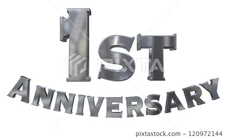 3DCG letters "1st Anniversary/1st Anniversary Mark Sparkling" Silver, Silver 3DCG letters "1st Anniversary/1st Anniversary Mark Sparkling" Silver, Silver 120972144