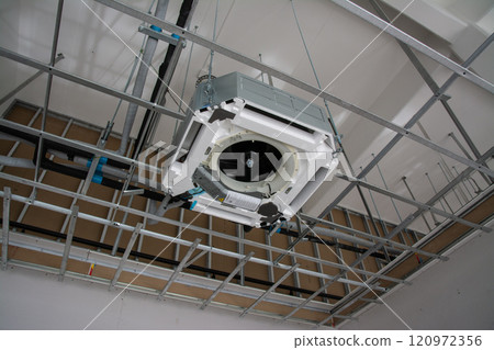 install  ceiling mounted cassette type air conditioner unit install  ceiling mounted cassette type air conditioner unit 120972356