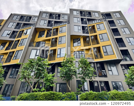 Detailed view of windows, doors and balconies of city buildings Detailed view of windows, doors and balconies of city buildings 120972495