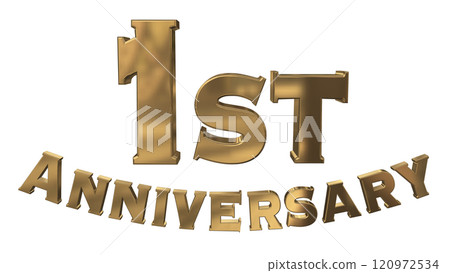 3DCG letters "1st Anniversary/1st Anniversary Mark Sparkling" Gold, Gold 120972534