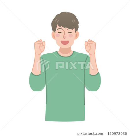 A man cheering with a smile A man cheering with a smile 120972986