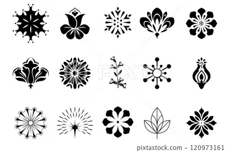 Flower icons set. Isolated elements for design. Vector graphics. 120973161