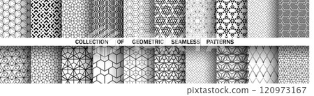 Geometric set of seamless black and white patterns. Simple vector graphics. 120973167