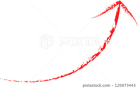 Watercolor illustration of an upward-sloping red arrow 120973443