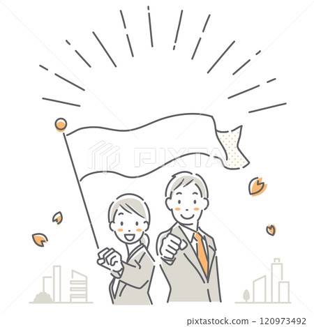 新進員工/新生活支援形象-簡單時尚的線條畫插圖 新進員工/新生活支援形象-簡單時尚的線條畫插圖 120973492