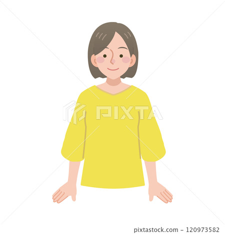 Upper body illustration of a young woman Upper body illustration of a young woman 120973582