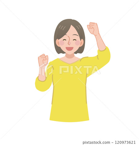 A woman who poses a gut with a smile 120973621