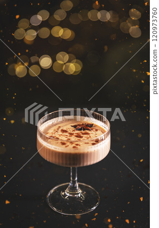 Glass of eggnog cocktail 120973760