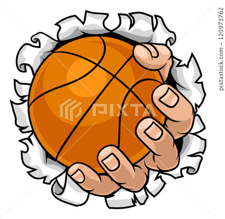 Basketball Ball Hand Tearing Background 120973762