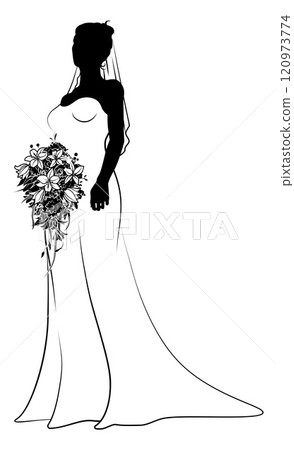 Bride Bridal Wedding Dress Silhouette Woman Design Bride Bridal Wedding Dress Silhouette Woman Design 120973774