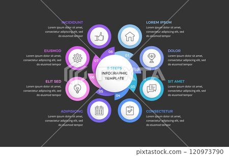Circle Infographics with 8 Parts Circle Infographics with 8 Parts 120973790