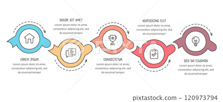 Doodle Infographics - Process with 5 Steps Doodle Infographics - Process with 5 Steps 120973794