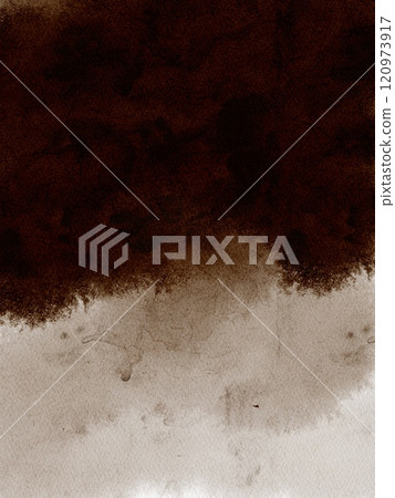 Watercolor stain. Dark brown. Coffee stain. Spreads from the center. Wet drawing. Watercolor illustration. Watercolor stain. Dark brown. Coffee stain. Spreads from the center. Wet drawing. Watercolor illustration. 120973917