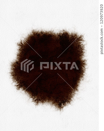Watercolor stain. Dark brown. Coffee stain. Spreads from the center. Wet drawing. Watercolor illustration. Watercolor stain. Dark brown. Coffee stain. Spreads from the center. Wet drawing. Watercolor illustration. 120973920
