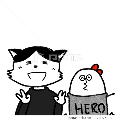 Friendly Amber Cat and Bird 120973989