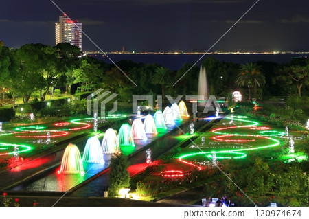 【兵庫縣】須磨離宮公園玫瑰盛開的夜景(紅葉和噴泉的幻想) 【兵庫縣】須磨離宮公園玫瑰盛開的夜景(紅葉和噴泉的幻想) 120974674