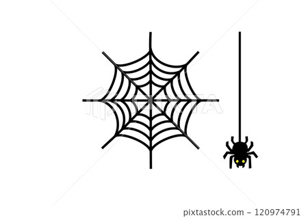 Simple spider web and spider illustration material Simple spider web and spider illustration material 120974791