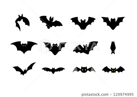 Simple black bat silhouette. Vector illustration material set 120974995