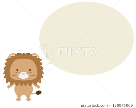 站立的雄獅角色。與演講泡泡 站立的雄獅角色。與演講泡泡 120975009