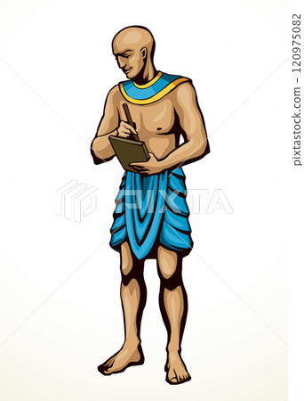 Vector drawing. Egyptian male servant Vector drawing. Egyptian male servant 120975082