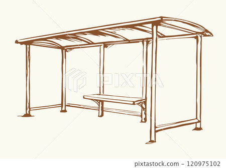 Vector drawing. Canopy of a transport stop Vector drawing. Canopy of a transport stop 120975102