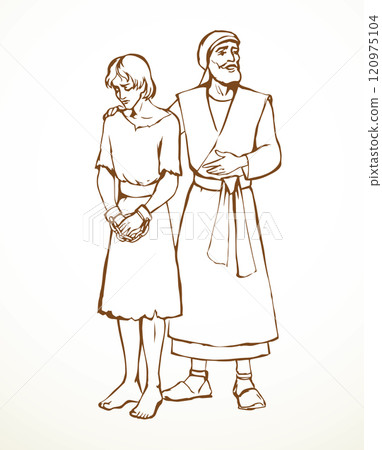 Vector drawing. Slave sold in the market 120975104
