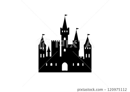 簡單的城堡剪影插畫素材 120975112