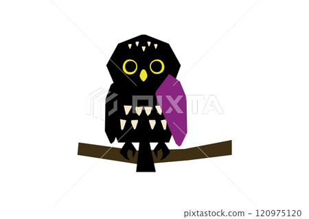 Illustration material of an owl perched on a tree branch 120975120