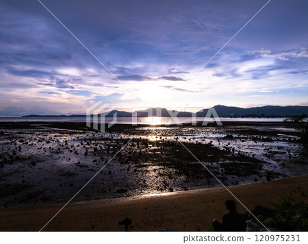 Aerial view sunset sky,Nature beautiful Light Sunset or sunrise over sea,Colorful scenery Sky with Amazing clouds and waves in sunset sky purple light cloud background Aerial view sunset sky,Nature beautiful Light Sunset or sunrise over sea,Colorful scenery Sky with Amazing clouds and waves in sunset sky purple light cloud background 120975231