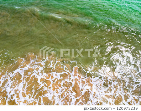 High angle view waves seascape nature view 120975239