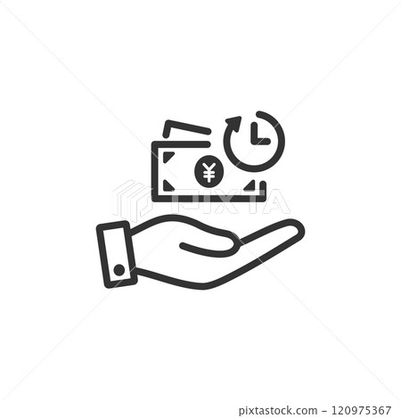 Taipa Cospa palm vector icon (line drawing, black and white) 120975367