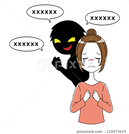 Material of a villain and a woman having a dangerous conversation 120975634