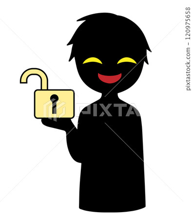 Material of a villain holding an unlocked key 120975658