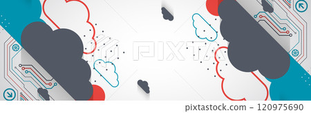 Cloud storage technology. Integrated digital web concept background. 120975690
