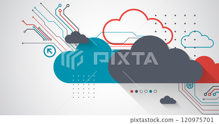 Cloud storage technology. Integrated digital web concept background. 120975701