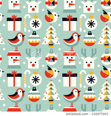 Christmas decoration geometric vector seamless pattern geometric decorations cute holiday 120975941