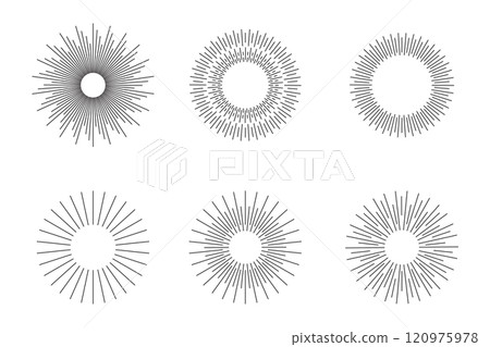 Vintage sunburst. Vector sunburst line icons set Vintage sunburst. Vector sunburst line icons set 120975978