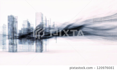 Dark data flowing from modern city skyline 120976081