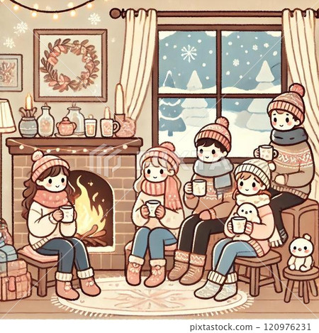 可愛的冬天室內風景 可愛的冬天室內風景 120976231
