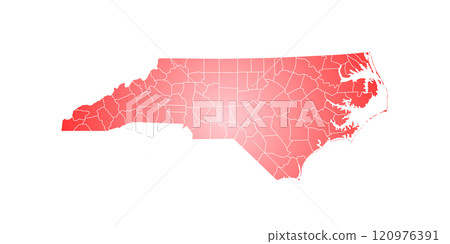 North Carolina administrative map. counties map of North Carolina with color, blank Map, empty map of North Carolina 120976391