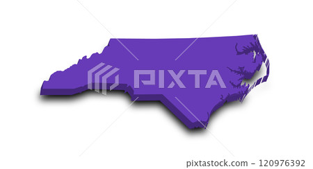 3d Map of North Carolina state with color. United State of America, US, United State 120976392