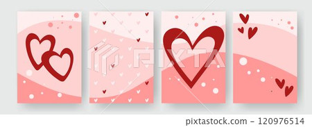 Romantic templates with hearts and abstract shapes set 120976514