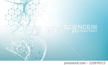 Structure molecule and communication. Dna, atom, neurons. Scientific concept for your design. Connected lines with dots. Medical, technology, chemistry, science background. Vector illustration 120976515